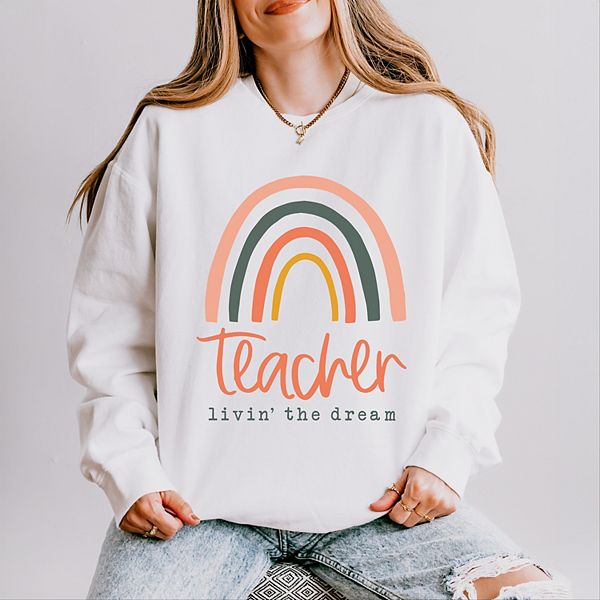 Свитшот Teacher Livin' the Dream rainbow lightweight garment dyed Simply Sage Market, White
Свитшот Teacher Livin' the Dream rainbow lightweight garment dyed Simply Sage Market, White