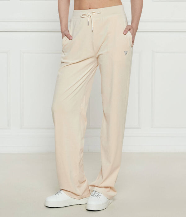 Спортивные штаны женские Guess Active на кулиске, экрю 
Спортивные штаны женские Guess Active на кулиске, экрю