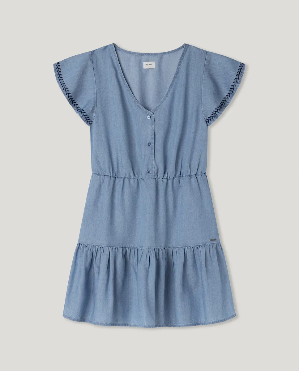 Джинсовое платье для девочки с V-образным вырезом Pepe Jeans, светло-голубой
Джинсовое платье для девочки с V-образным вырезом Pepe Jeans, светло-голубой