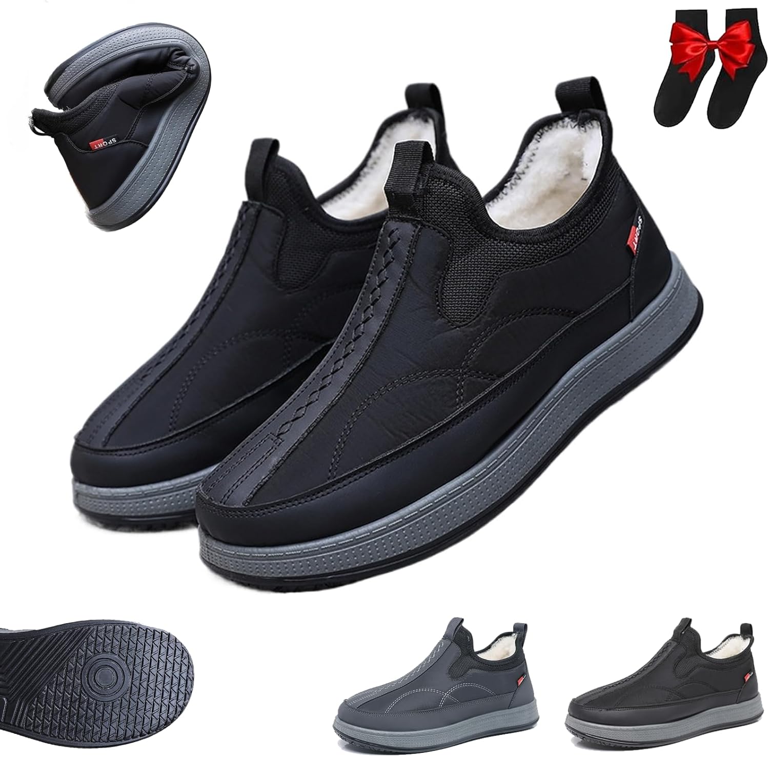 Мужские утепленные ботинки GHTRHSB с меховой подкладкой, зимние ботинки без шнурков, водонепроницаемые, легкие, удобные, противоскользящие, для прогулок на улице, черный
Мужские утепленные ботинки GHTRHSB с меховой подкладкой, зимние ботинки без шнурков, водонепроницаемые, легкие, удобные, противоскользящие, для прогулок на улице, черный