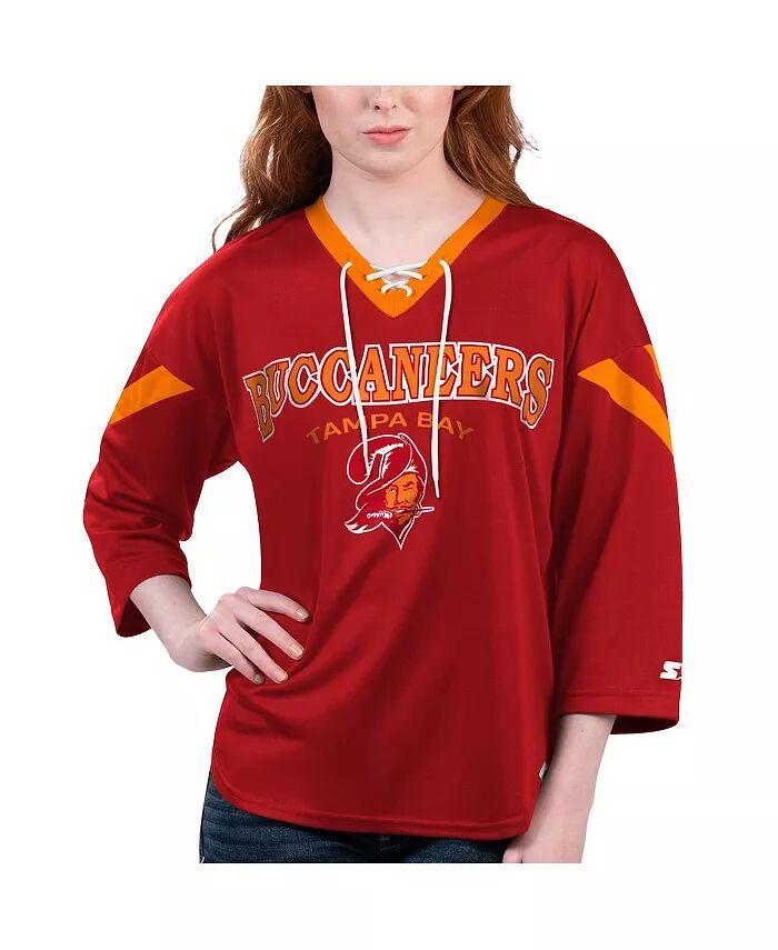 Женская красная футболка Tampa Bay Buccaneers Rally Lace-Up с рукавом 3/4 Starter
Женская красная футболка Tampa Bay Buccaneers Rally Lace-Up с рукавом 3/4 Starter