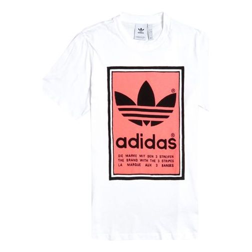 Футболка originals filled label red logo printing short sleeve white Adidas, белый 
Футболка originals filled label red logo printing short sleeve white Adidas, белый