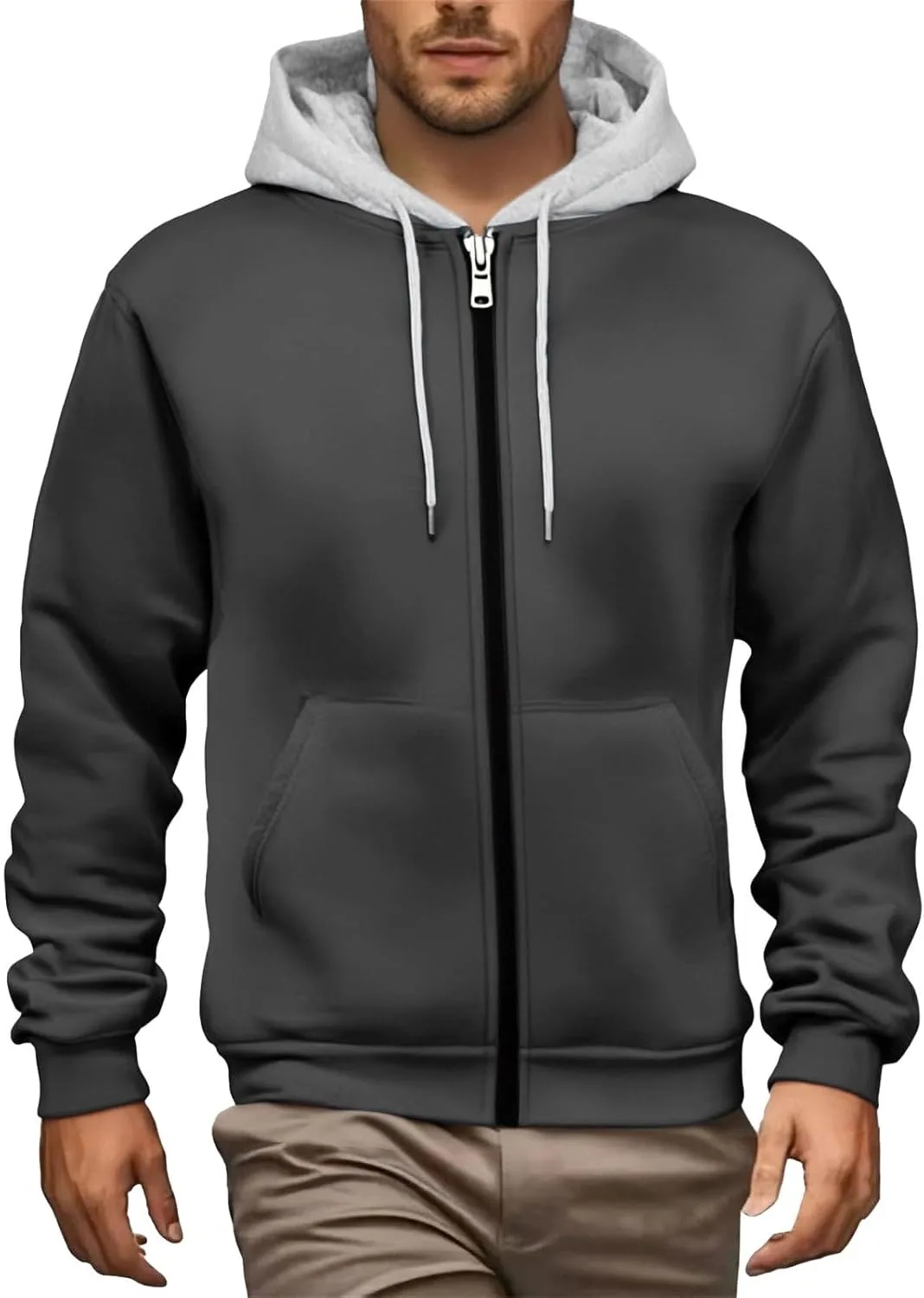 Мужская худи с молнией на молнии, с длинными рукавами и шнурком
Мужская худи с молнией на молнии, с длинными рукавами и шнурком