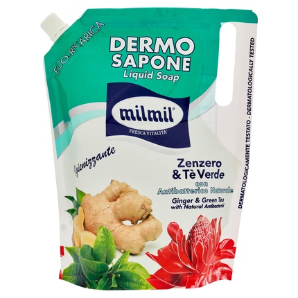 Дермодезинфицирующее мыло с имбирем и зеленым чаем Эко-запаска 900 мл Mil Mil 
Дермодезинфицирующее мыло с имбирем и зеленым чаем Эко-запаска 900 мл Mil Mil