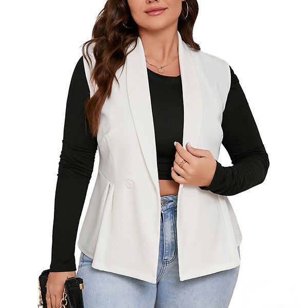 Женский бесшовный блейзер-жилет плюс сайз с пеплумом для формального и повседневного образа Clearflower, White
Женский бесшовный блейзер-жилет плюс сайз с пеплумом для формального и повседневного образа Clearflower, White