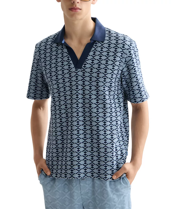 Мужская поло с геометрическим принтом свободного кроя с короткими рукавами Scotch & Soda, синий
Мужская поло с геометрическим принтом свободного кроя с короткими рукавами Scotch & Soda, синий