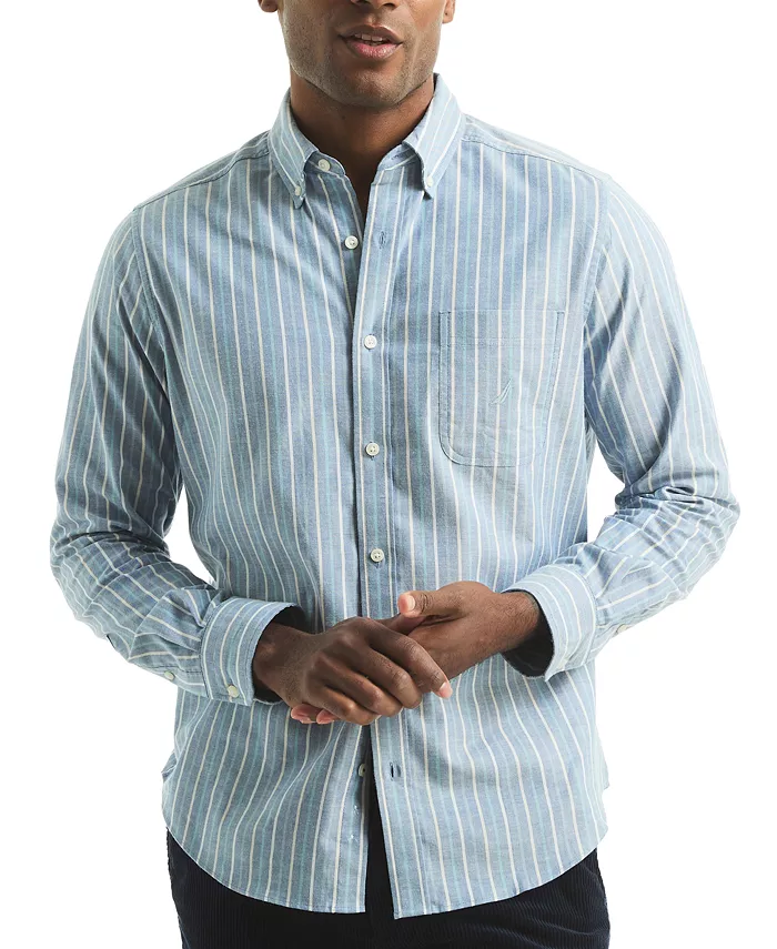 Мужская полосатая рубашка с длинным рукавом и застежкой на пуговицы Nautica, синий
Мужская полосатая рубашка с длинным рукавом и застежкой на пуговицы Nautica, синий