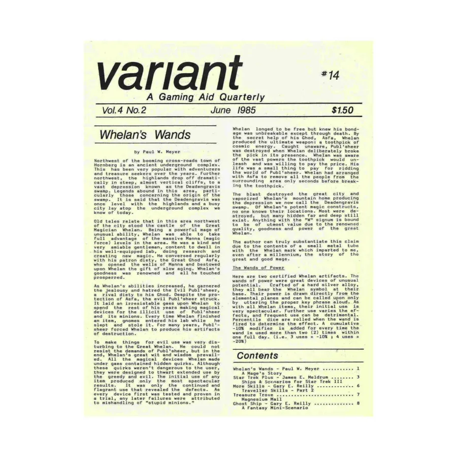 Журнал Vol. 4, #2 "Whelan's Wands, Ghost Ship Scenario", Variant Magazine 
Журнал Vol. 4, #2 "Whelan's Wands, Ghost Ship Scenario", Variant Magazine