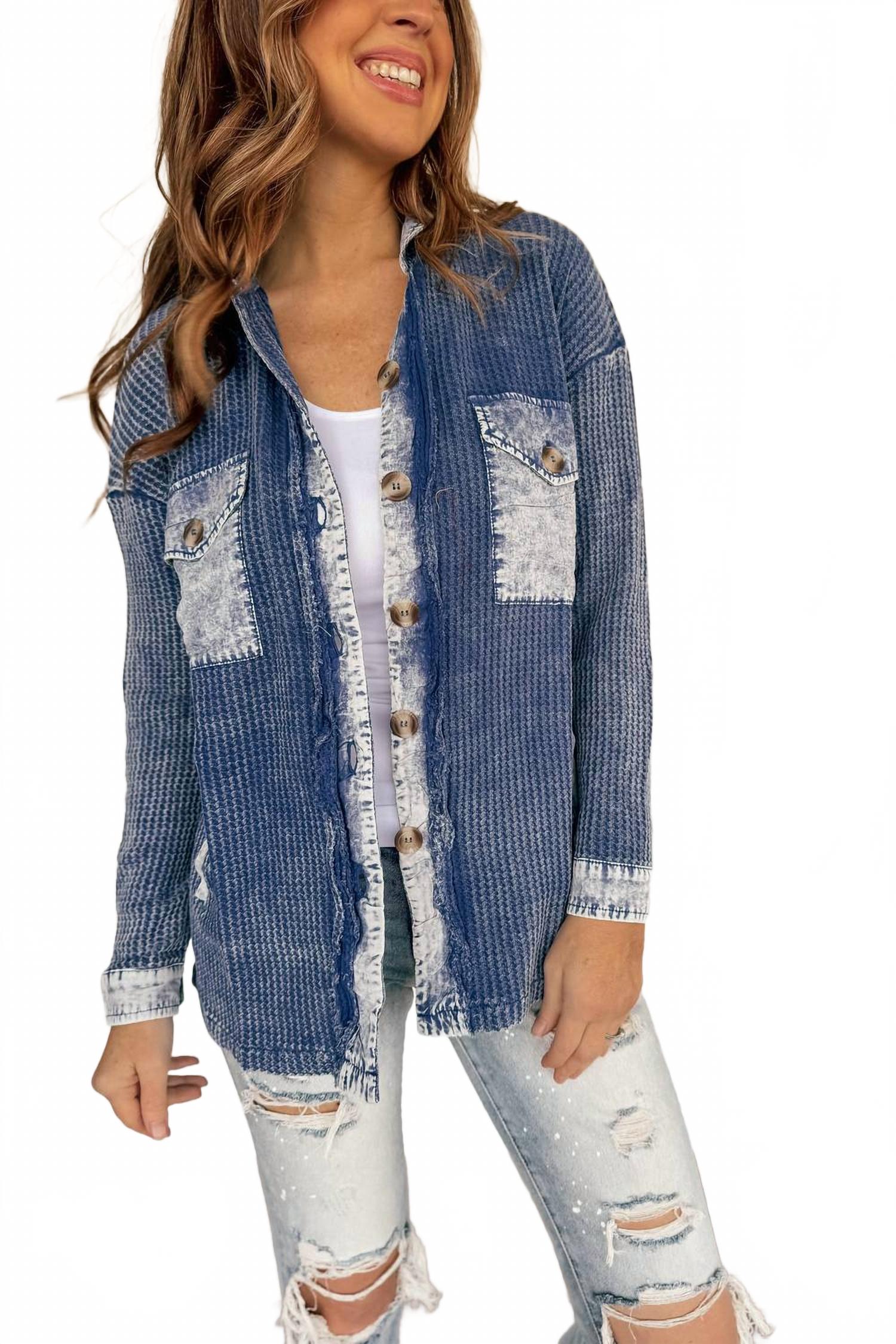 Винтажная легкая куртка вафельного цвета светло-синего цвета ZENANA
Винтажная легкая куртка вафельного цвета светло-синего цвета ZENANA