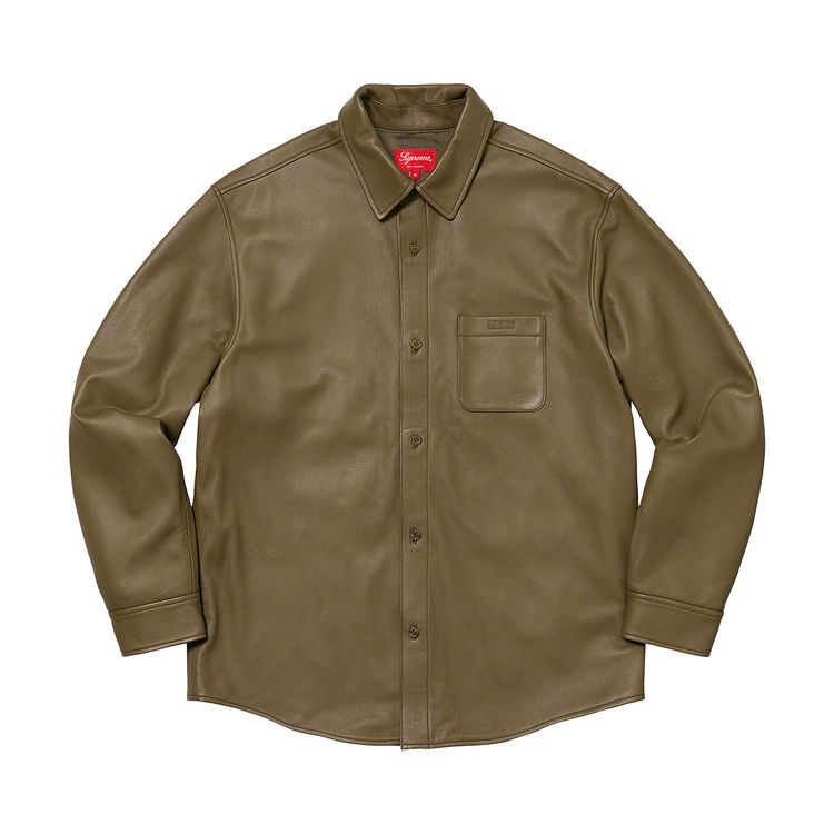 Рубашка Supreme Leather Shirt Olive, зеленый 
Рубашка Supreme Leather Shirt Olive, зеленый