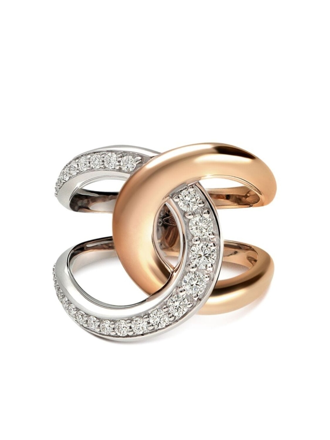Кольцо Cheek to Cheek из красного и белого золота с бриллиантами LEO PIZZO, серебряный