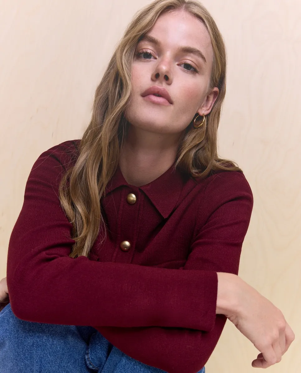 Женский однотонный вязаный жакет Easy Wear, вишневый
Женский однотонный вязаный жакет Easy Wear, вишневый