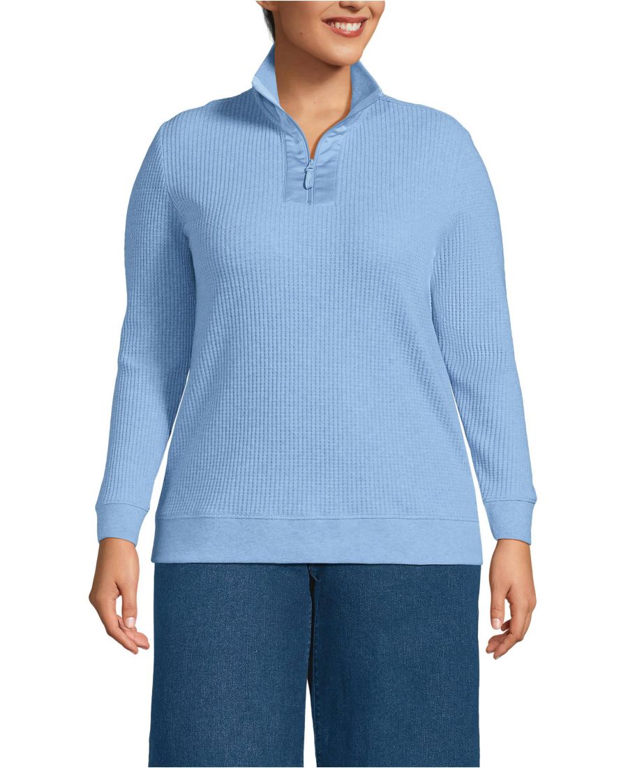 Пуловер большого размера с длинными рукавами, вафельной текстурой и молнией до середины груди Lands' End, Light true blue heather
Пуловер большого размера с длинными рукавами, вафельной текстурой и молнией до середины груди Lands' End, Light true blue heather