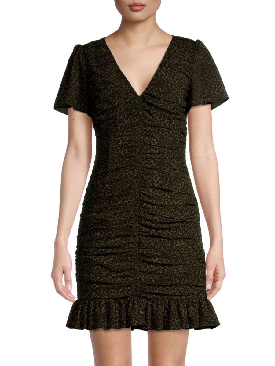 Мини-платье Savannah со сборками в форме гепарда MICHAEL Michael Kors, оливковый 
Мини-платье Savannah со сборками в форме гепарда MICHAEL Michael Kors, оливковый