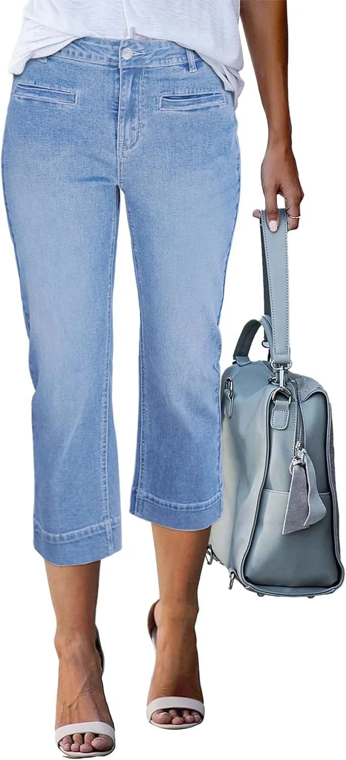 Luvamia Capri Jeans для женщин, высокие, прямые, эластичные
Luvamia Capri Jeans для женщин, высокие, прямые, эластичные