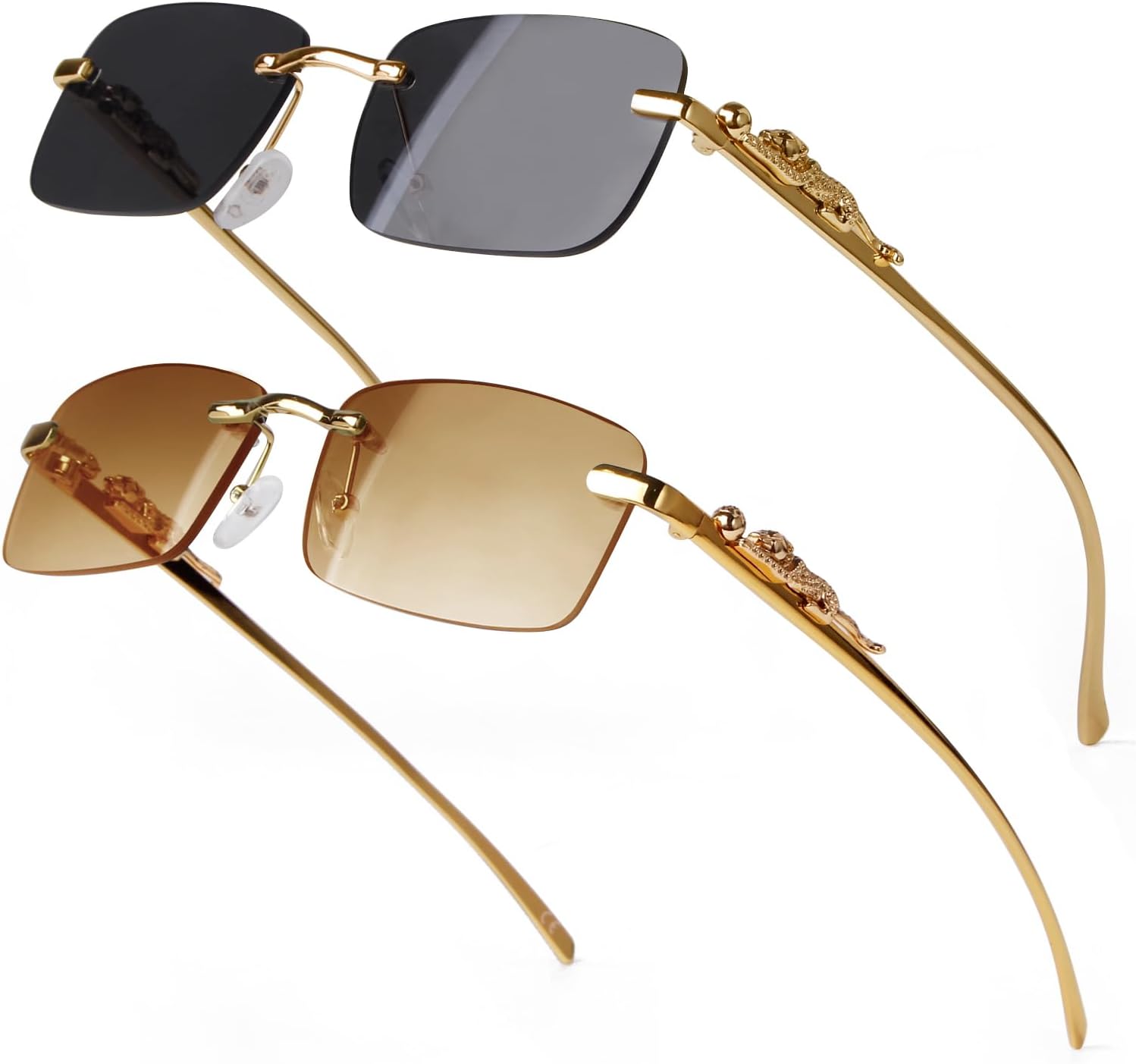 Винтажные прямоугольные солнцезащитные очки без оправы для женщин и мужчин, модные квадратные солнцезащитные очки без оправы из золотистого металла, прозрачные очки piscm, 2 Pack (Gold/Grey+gold/Gradient Brown)
Винтажные прямоугольные солнцезащитные очки без оправы для женщин и мужчин, модные квадратные солнцезащитные очки без оправы из золотистого металла, прозрачные очки piscm, 2 Pack (Gold/Grey+gold/Gradient Brown)