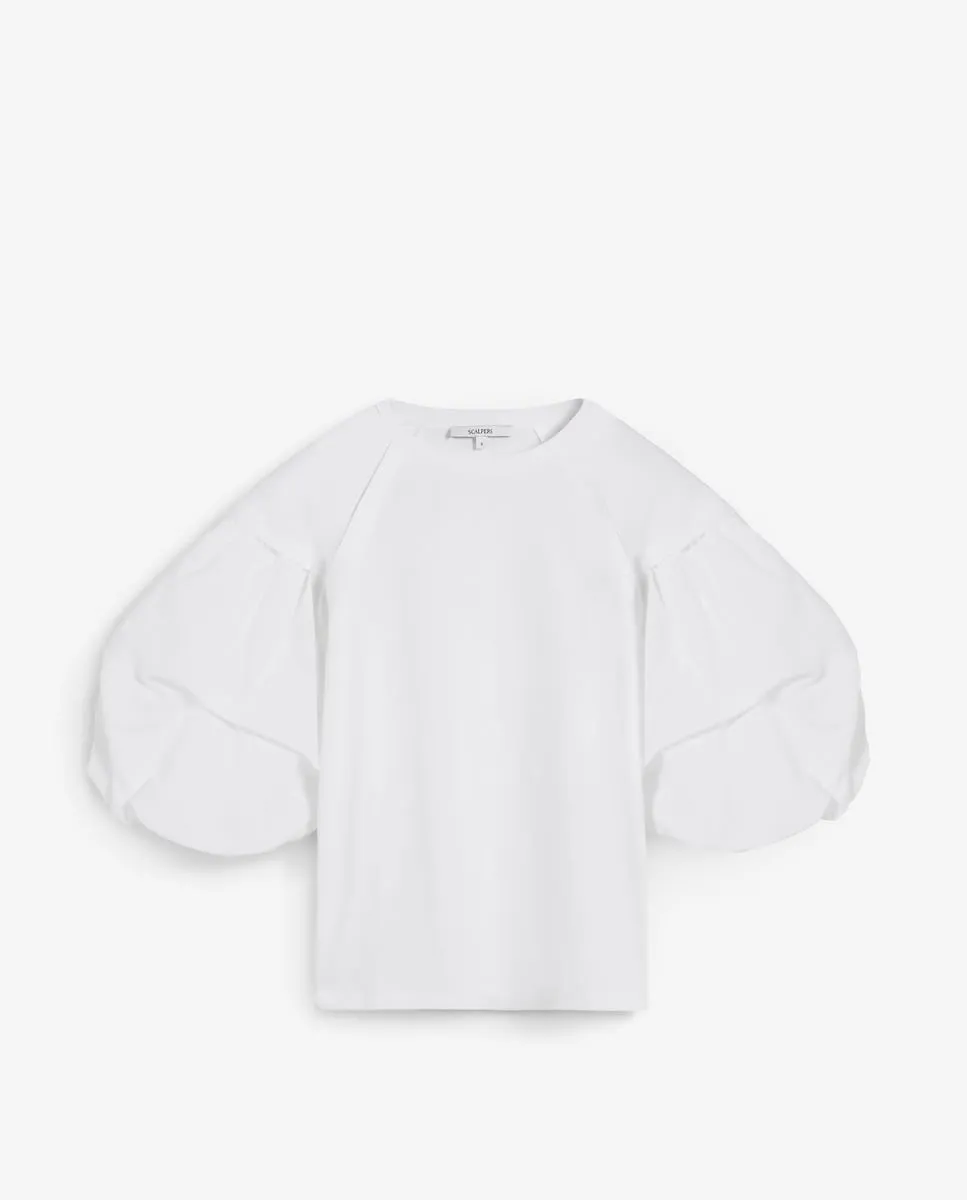 Женская хлопковая футболка с объемными рукавами Scalpers, белый
Женская хлопковая футболка с объемными рукавами Scalpers, белый