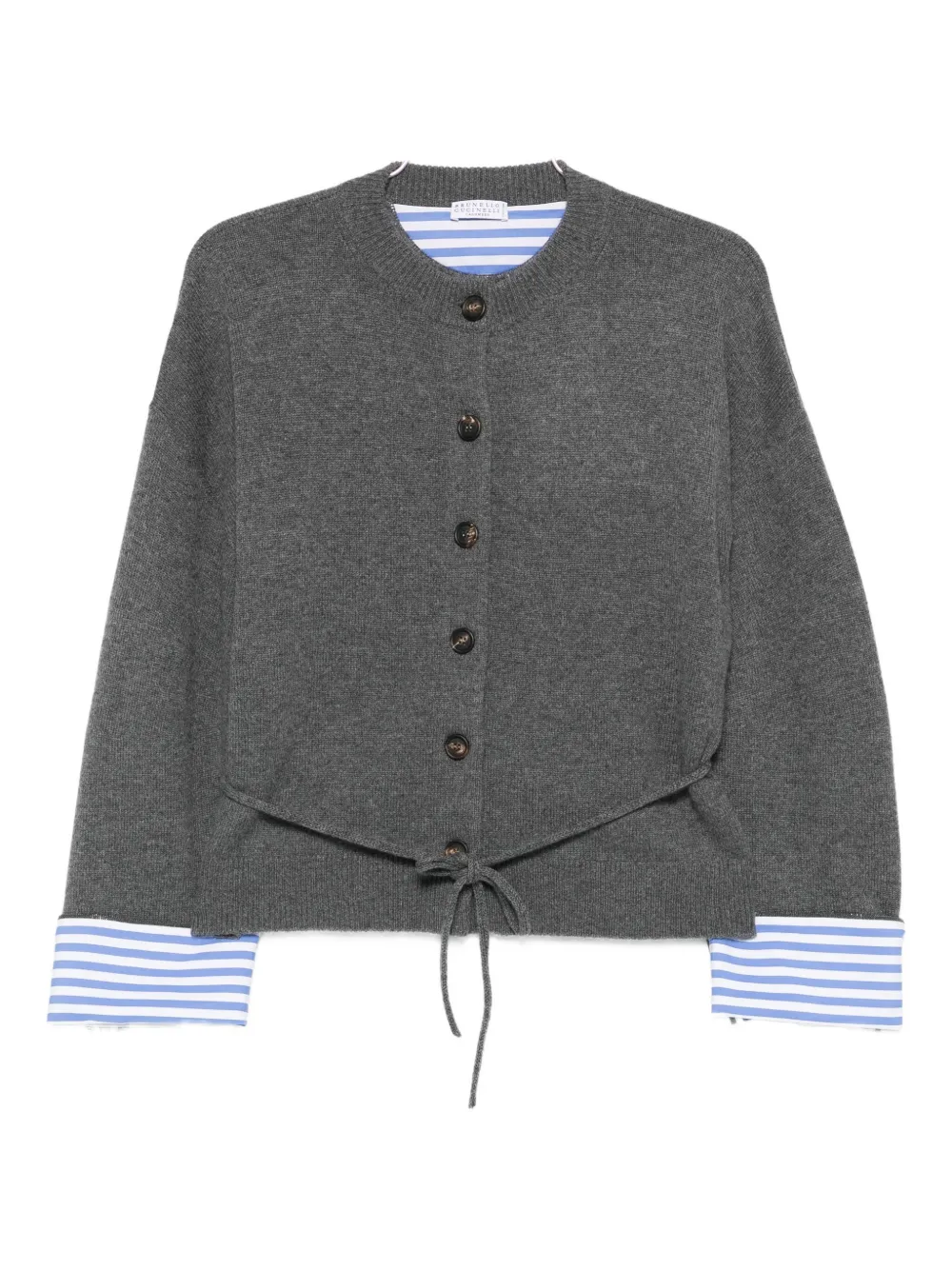 Кардиган с застежкой на пуговицы и поясом Brunello Cucinelli, серый
Кардиган с застежкой на пуговицы и поясом Brunello Cucinelli, серый