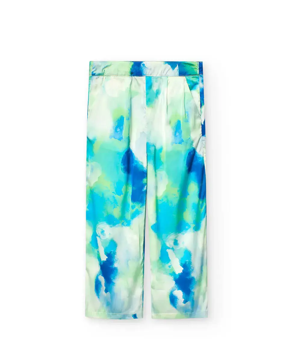 Атласные брюки для девочек с абстрактным принтом Boboli, зеленый
Атласные брюки для девочек с абстрактным принтом Boboli, зеленый