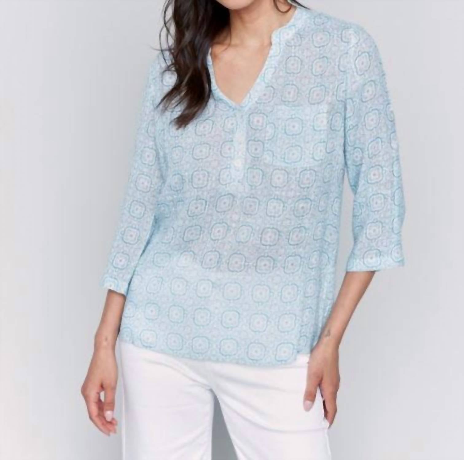 Хлопковая блузка с полузастежкой на пуговицах в клетку CHARLIE B, Tiles
Хлопковая блузка с полузастежкой на пуговицах в клетку CHARLIE B, Tiles