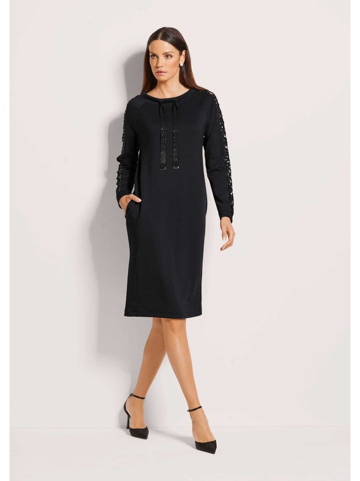 MADELEINE Платье из эластичной ткани с кружевом и стразами, черного цвета
MADELEINE Платье из эластичной ткани с кружевом и стразами, черного цвета