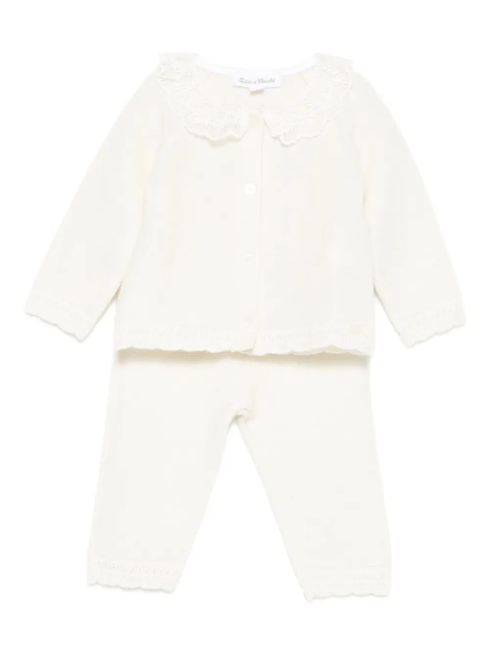 Костюм с брюками, отделанными кружевом Tartine Et Chocolat, бежевый
Костюм с брюками, отделанными кружевом Tartine Et Chocolat, бежевый