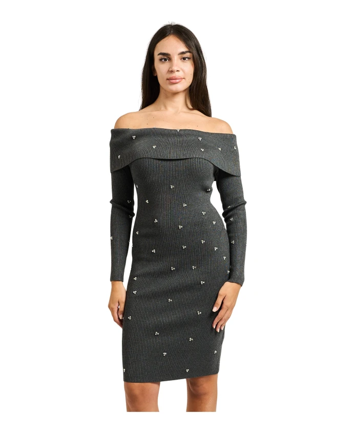 Мини-Платье-Свитер со стразами Guess, серый
Мини-Платье-Свитер со стразами Guess, серый