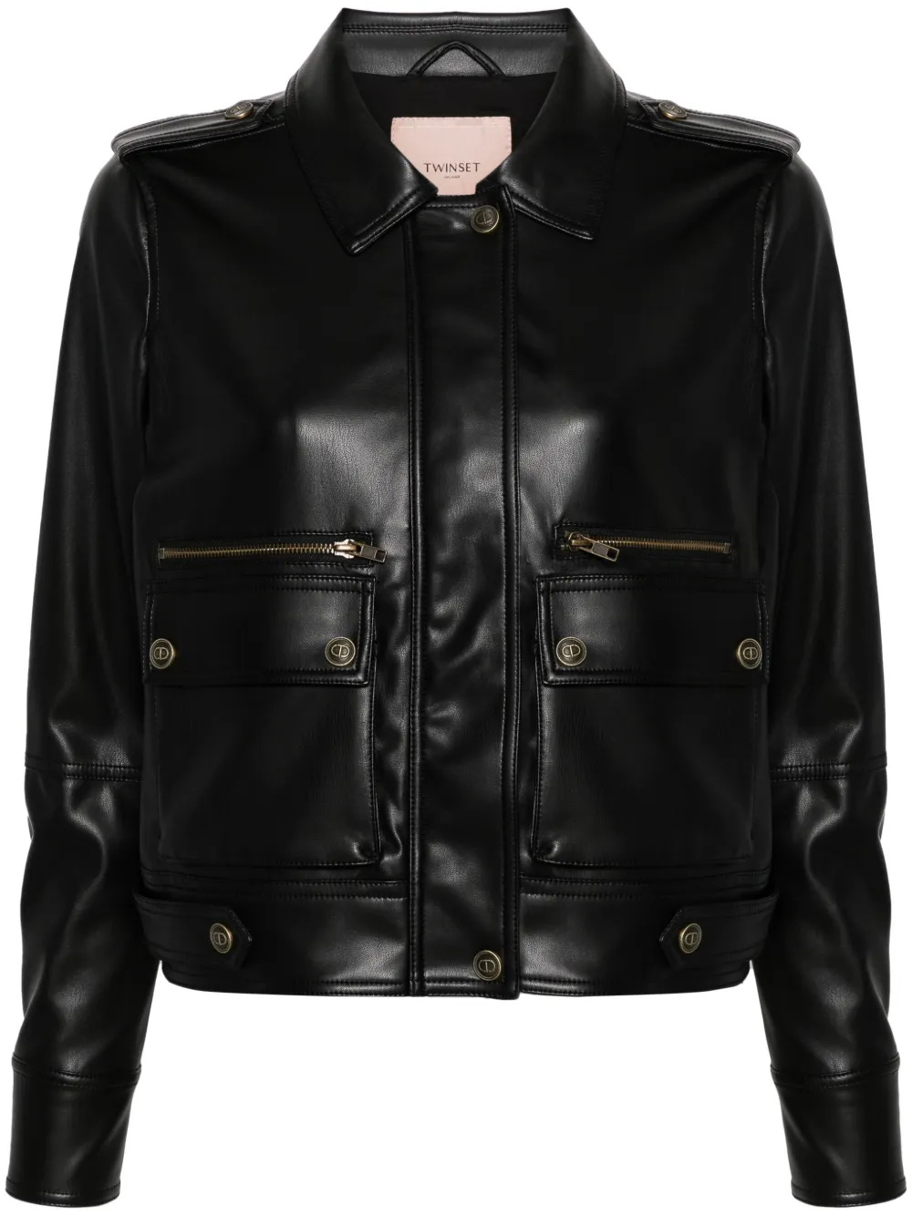 Бомбер с логотипом TWINSET, черный 
Бомбер с логотипом TWINSET, черный