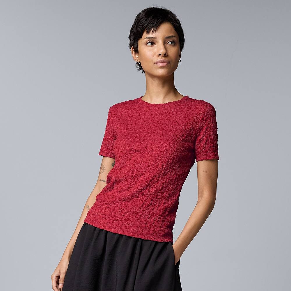 Женская текстурированная футболка Simply Vera Vera Wang, цвет Opulent Maroon
Женская текстурированная футболка Simply Vera Vera Wang, цвет Opulent Maroon