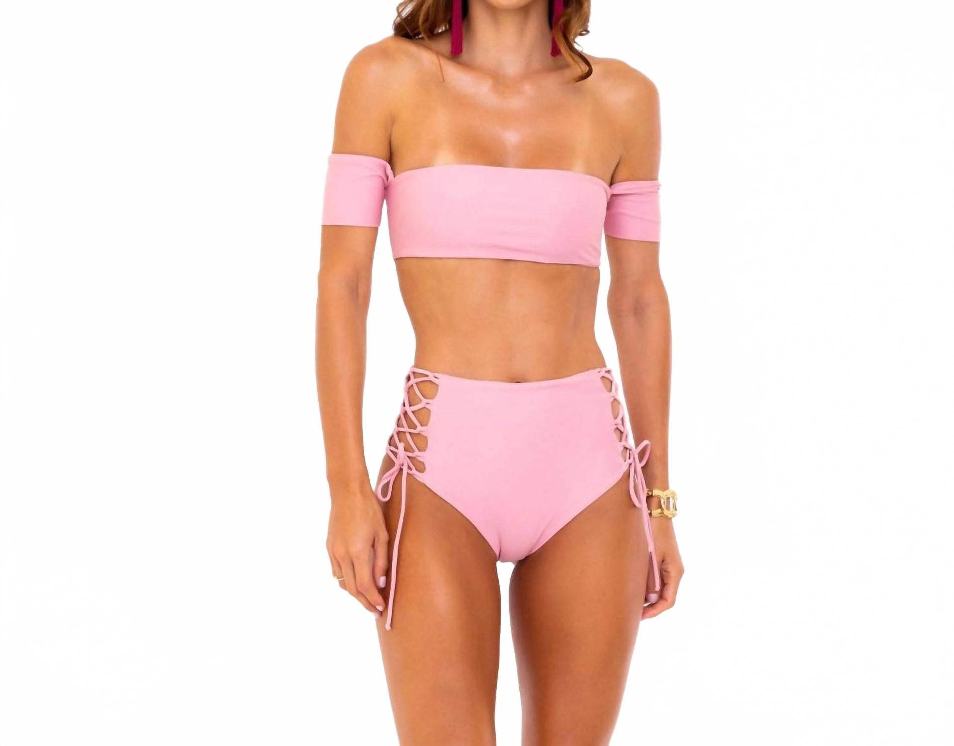 Женские плавки с высокой талией цвета «розовый плющ» SOAH 
Женские плавки с высокой талией цвета «розовый плющ» SOAH