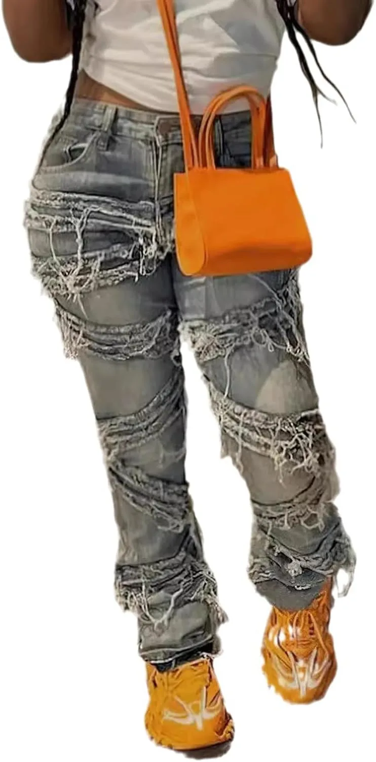 Женские джинсы Y2K скинни на высокой талии, потертые и с бахромой Xuideoy
Женские джинсы Y2K скинни на высокой талии, потертые и с бахромой Xuideoy