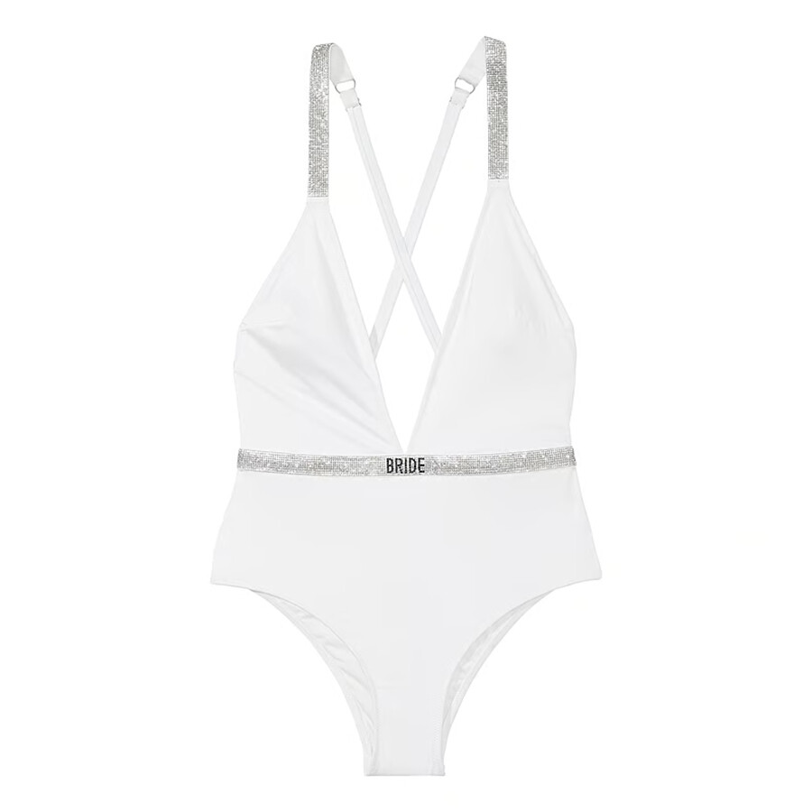Купальник Victoria's Secret Swim Shine Strap Plunge One-Piece, белый 
Купальник Victoria's Secret Swim Shine Strap Plunge One-Piece, белый
