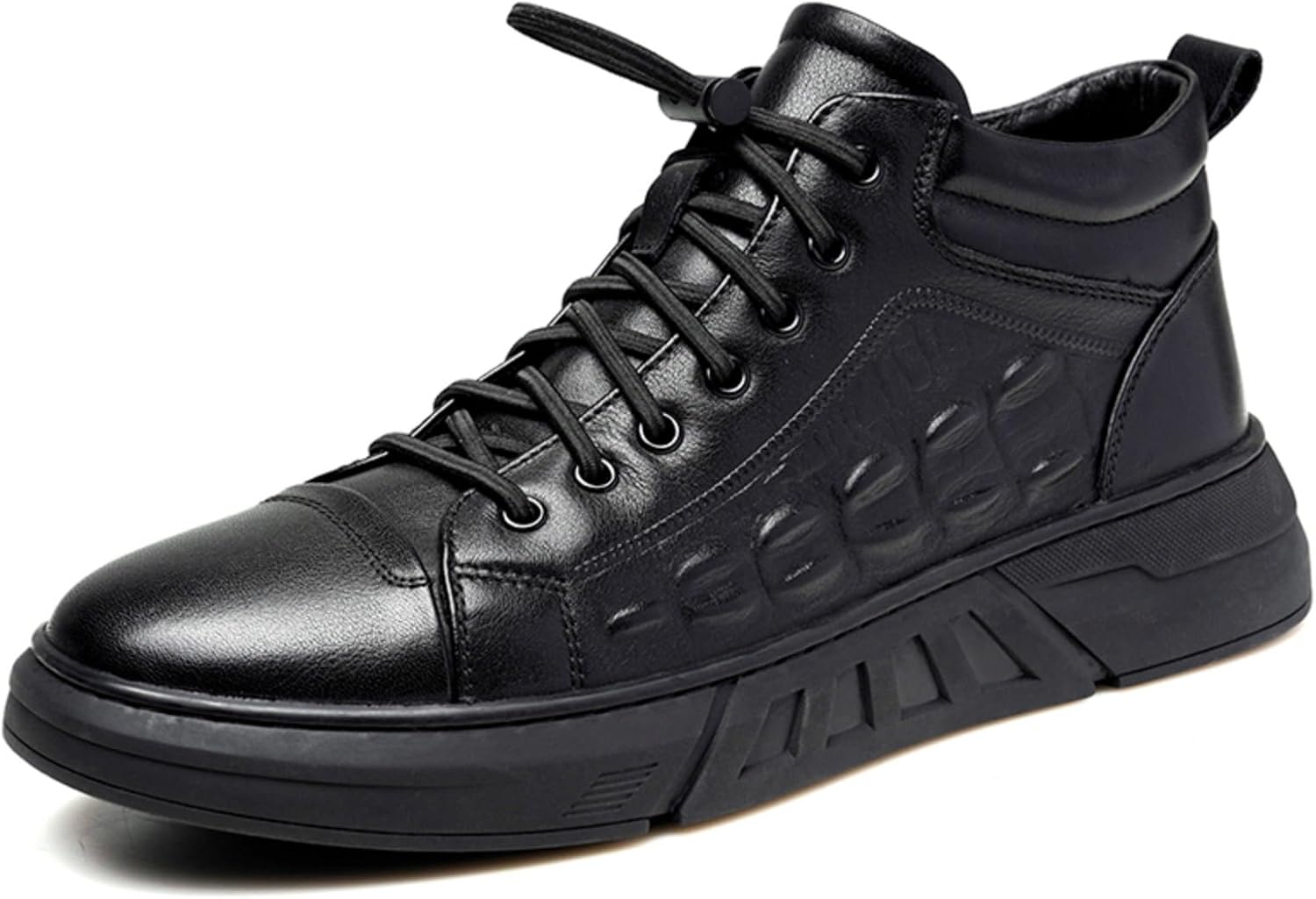 Мужские черные кожаные высокие ботинки Kelibasi с тиснением под крокодила, резиновой подошвой, не скользящие, с круглыми носками и шнуровкой для повседневной носки
Мужские черные кожаные высокие ботинки Kelibasi с тиснением под крокодила, резиновой подошвой, не скользящие, с круглыми носками и шнуровкой для повседневной носки