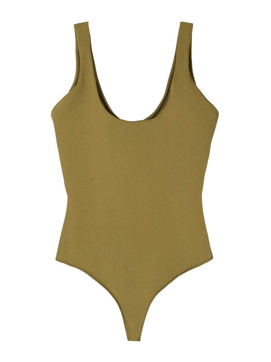 Рубашка-боди Bershka, оливковый 
Рубашка-боди Bershka, оливковый