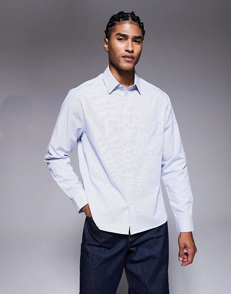 Рубашка ASOS DESIGN классического кроя из поплина в полоску синего цвета
Рубашка ASOS DESIGN классического кроя из поплина в полоску синего цвета
