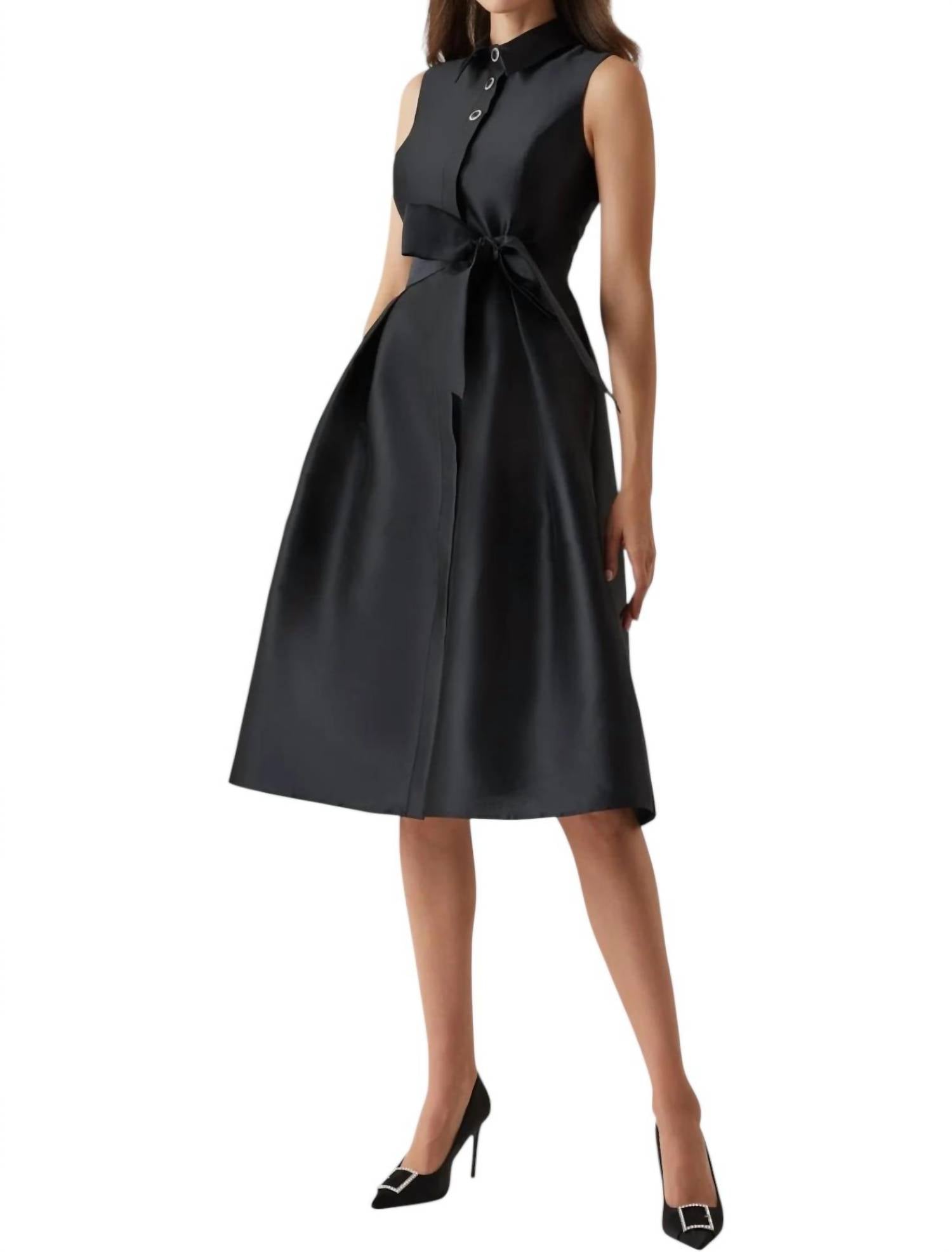 Teri Jon Платье-рубашка без рукавов Mikado миди, черное
Teri Jon Платье-рубашка без рукавов Mikado миди, черное