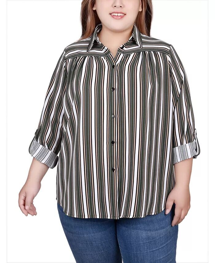 Блузка больших размеров с длинными рукавами-рулонами NY Collection, мультиколор
Блузка больших размеров с длинными рукавами-рулонами NY Collection, мультиколор