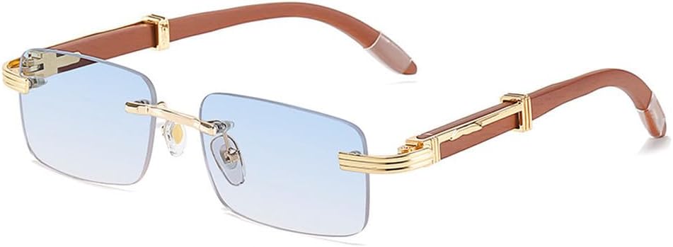 Солнцезащитные очки без оправы с деревянными дужками для мужчин и женщин. Классические модные солнцезащитные очки, маленькие прямоугольные, в стиле панк, с защитой от УФ-излучения UV400 WNCKSQ, C05 Blue
Солнцезащитные очки без оправы с деревянными дужками для мужчин и женщин. Классические модные солнцезащитные очки, маленькие прямоугольные, в стиле панк, с защитой от УФ-излучения UV400 WNCKSQ, C05 Blue