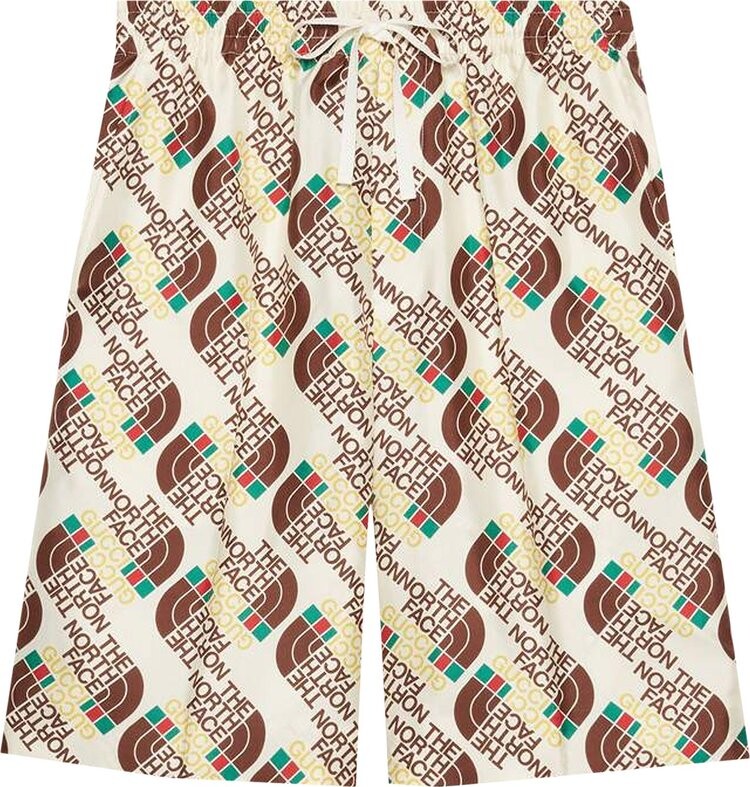 Шорты Gucci x The North Face Logo Web Print Silk Shorts Ivory/Brown/Green, слоновая кость
Шорты Gucci x The North Face Logo Web Print Silk Shorts Ivory/Brown/Green, слоновая кость