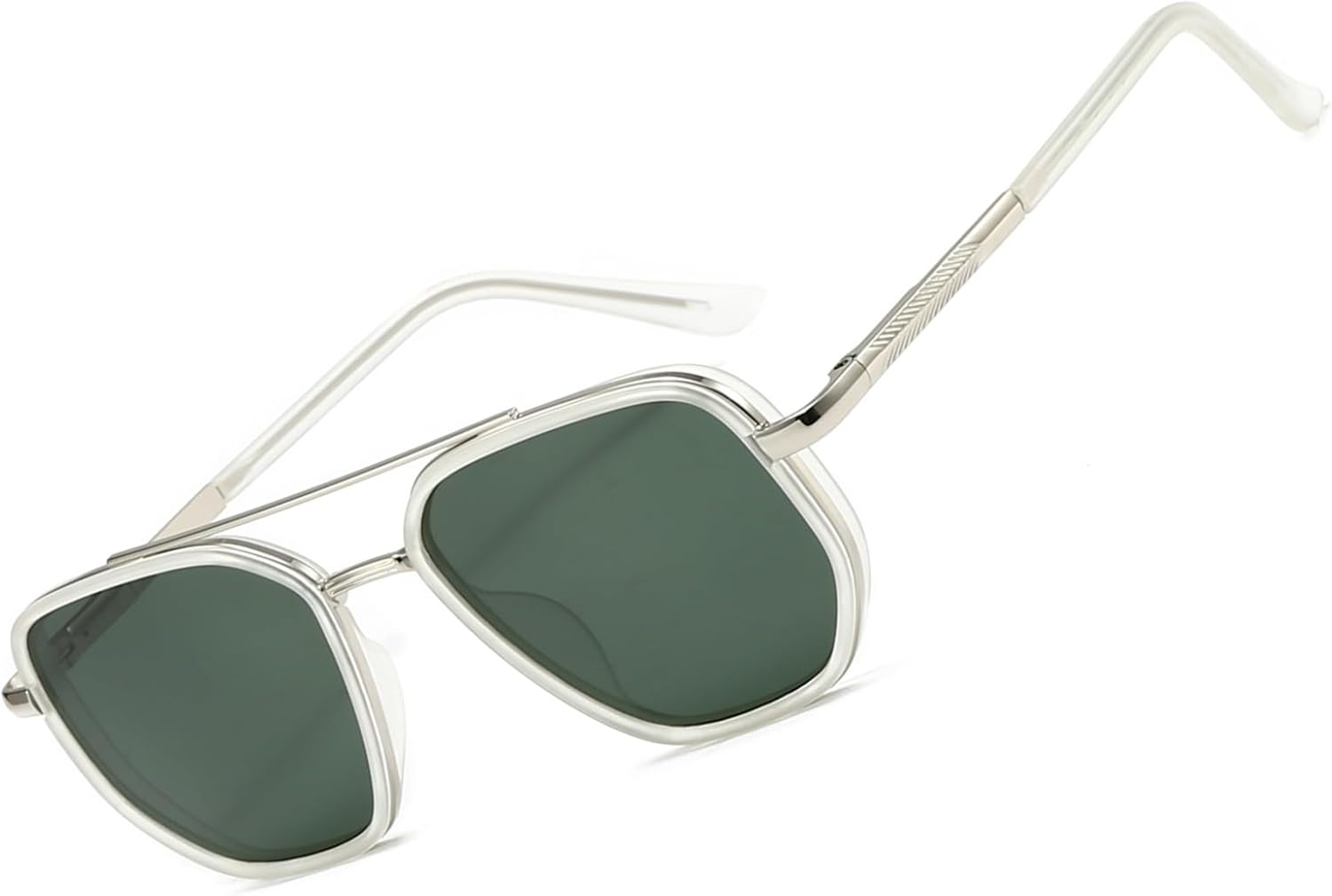 Квадратные ретро-солнцезащитные очки-авиаторы для женщин. Модные женские солнцезащитные очки с поляризацией и защитой от УФ-излучения. Металлическая оправа, предотвращающая спутывание линз BOBUXLIIN, Silver Frame/Green Lens
Квадратные ретро-солнцезащитные очки-авиаторы для женщин. Модные женские солнцезащитные очки с поляризацией и защитой от УФ-излучения. Металлическая оправа, предотвращающая спутывание линз BOBUXLIIN, Silver Frame/Green Lens