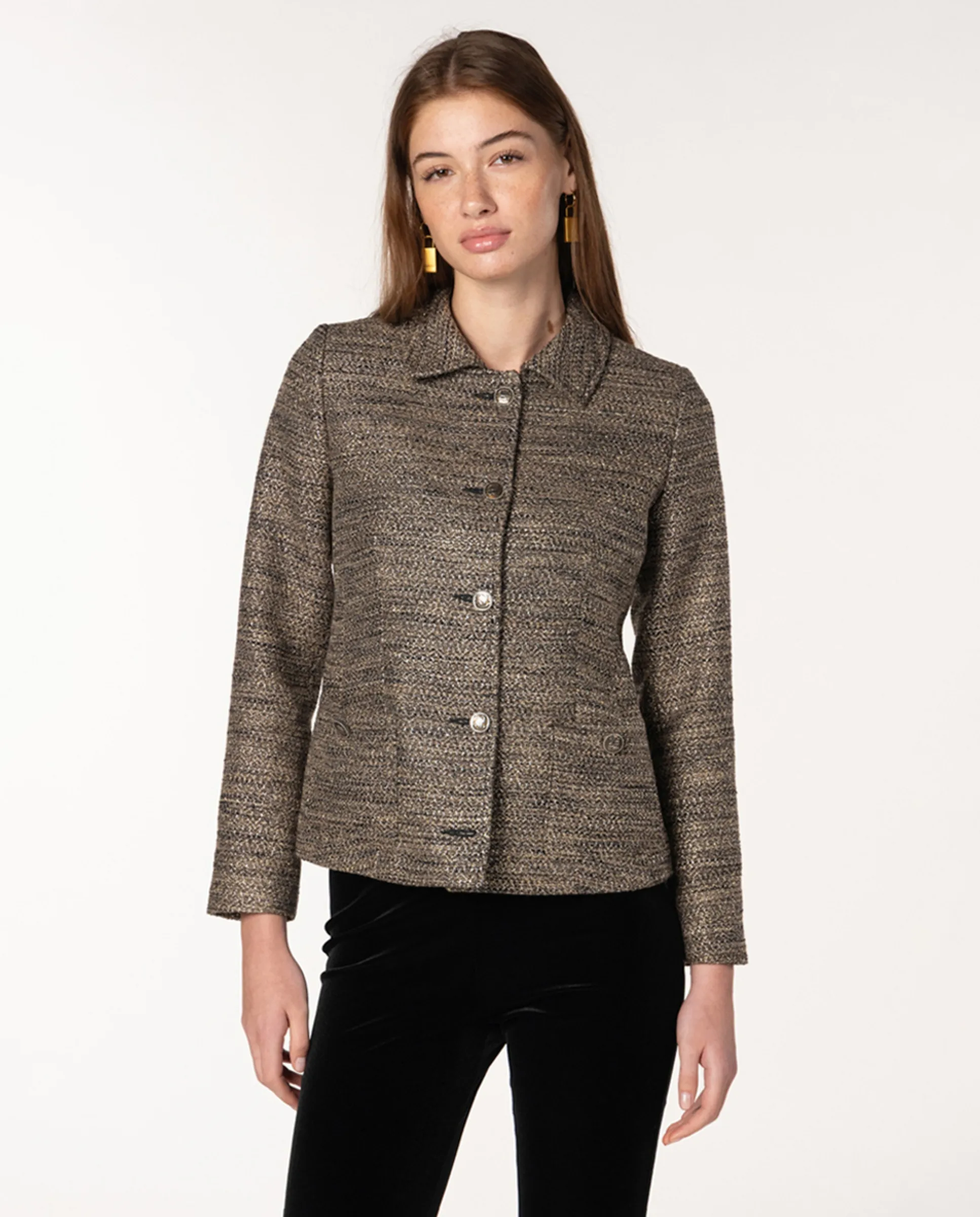 Женская твидовая куртка с металлизированным воротником Naulover, светло-коричневый
Женская твидовая куртка с металлизированным воротником Naulover, светло-коричневый