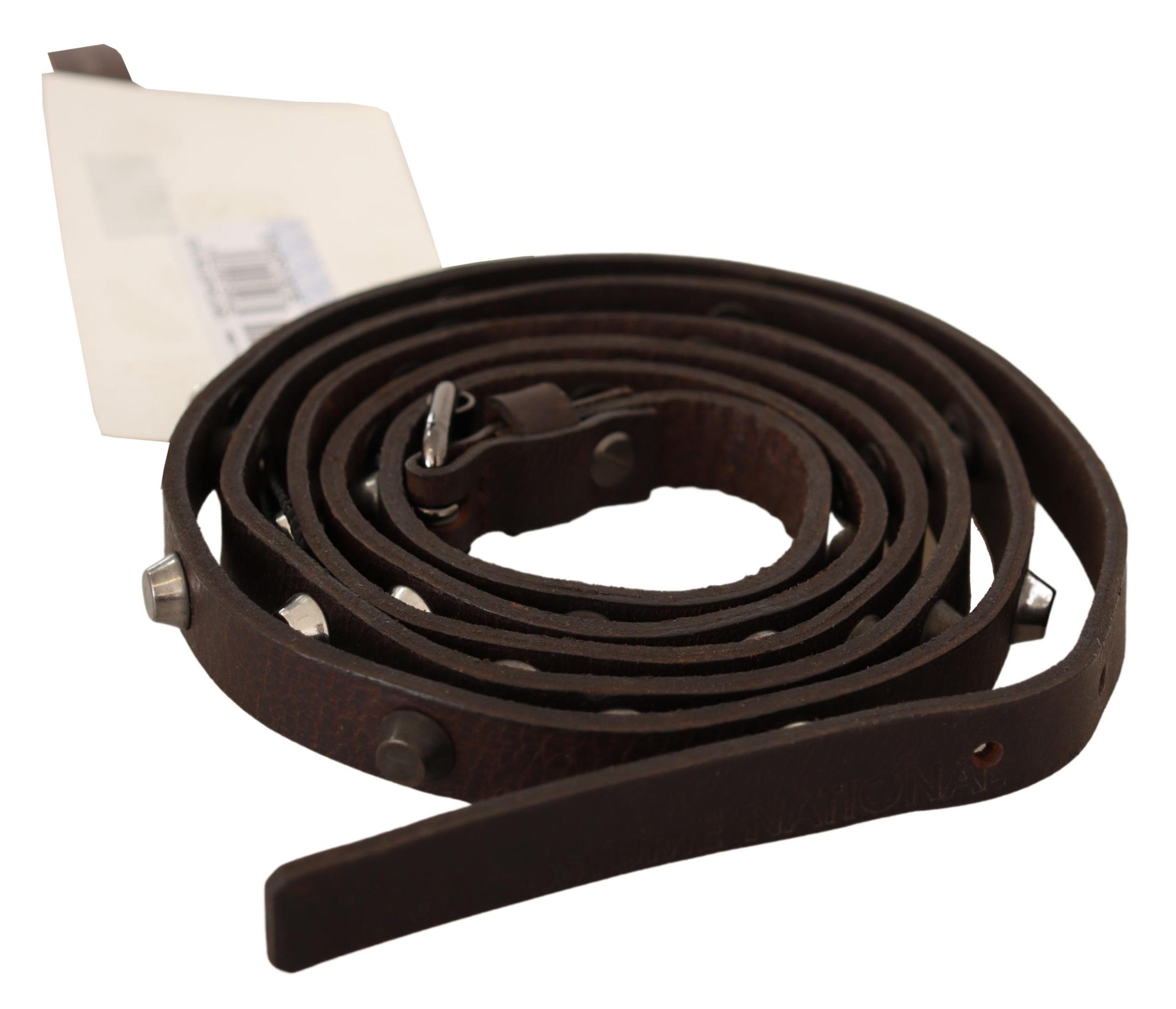 Шикарный коричневый кожаный модный ремень с серебряной пряжкой Costume National
Шикарный коричневый кожаный модный ремень с серебряной пряжкой Costume National