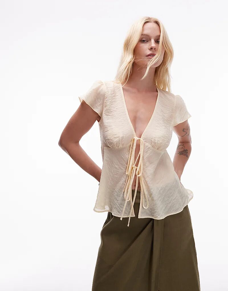 Топ Topshop с завязкой спереди в цвете пахты
Топ Topshop с завязкой спереди в цвете пахты