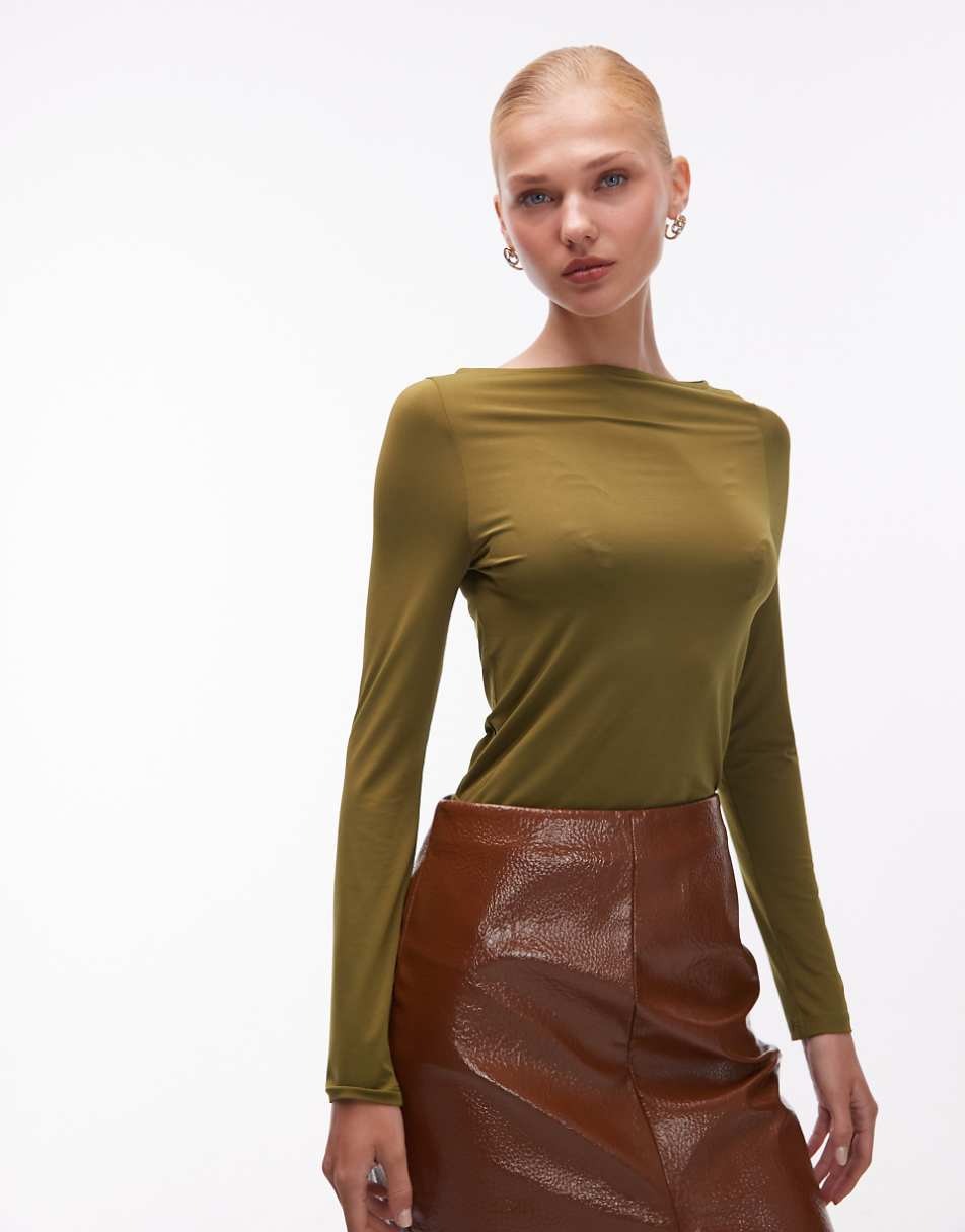Лонгслив Asos Design Slinky Slash Neck, хаки
Лонгслив Asos Design Slinky Slash Neck, хаки