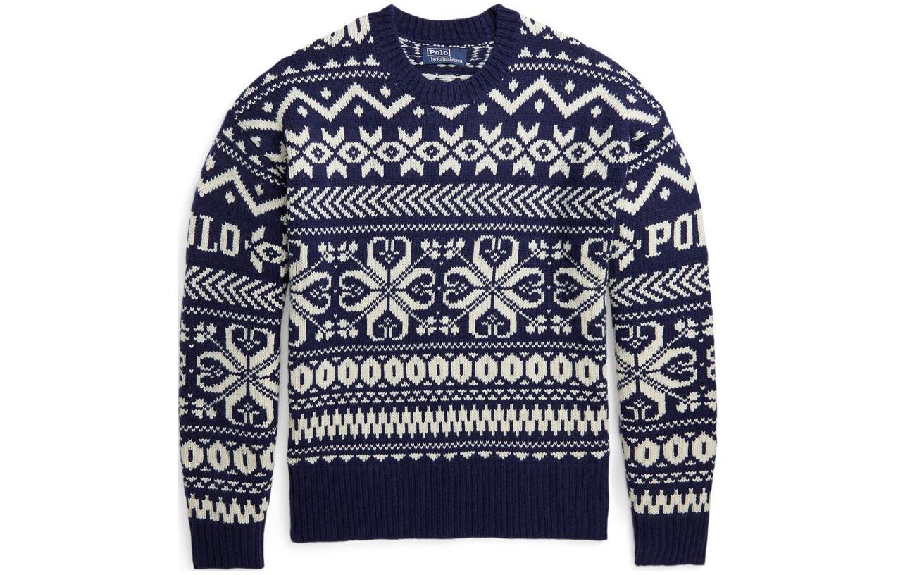 Узорчатый джемпер интарсия из шерстяной смеси Polo Ralph Lauren, морской синий 
Узорчатый джемпер интарсия из шерстяной смеси Polo Ralph Lauren, морской синий
