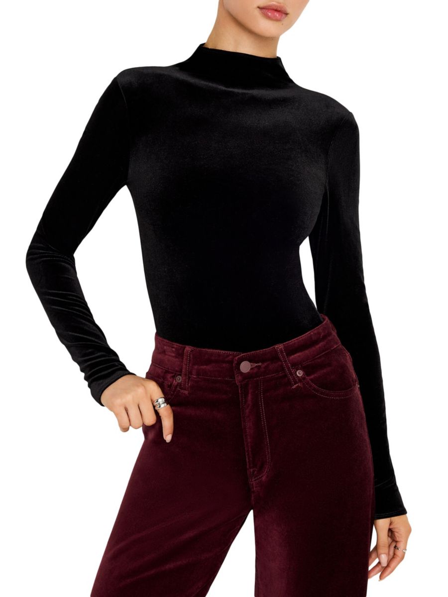 Бархатный боди с длинными рукавами Good American, черный
Бархатный боди с длинными рукавами Good American, черный