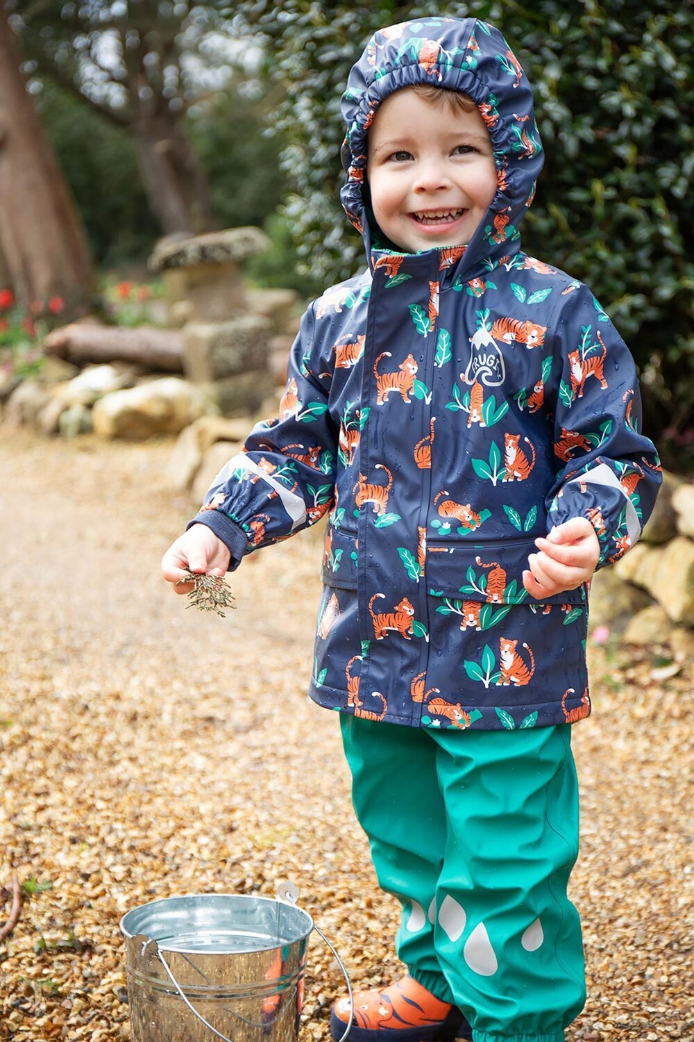 Водонепроницаемая куртка с принтом тигра Frugi, оранжевый
Водонепроницаемая куртка с принтом тигра Frugi, оранжевый