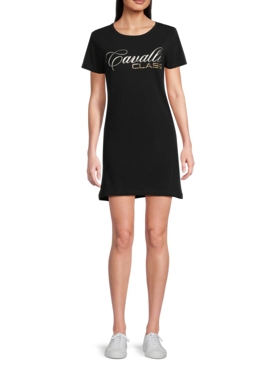 Футболка-мини-платье с металлическим логотипом Roberto Cavalli, черный
Футболка-мини-платье с металлическим логотипом Roberto Cavalli, черный