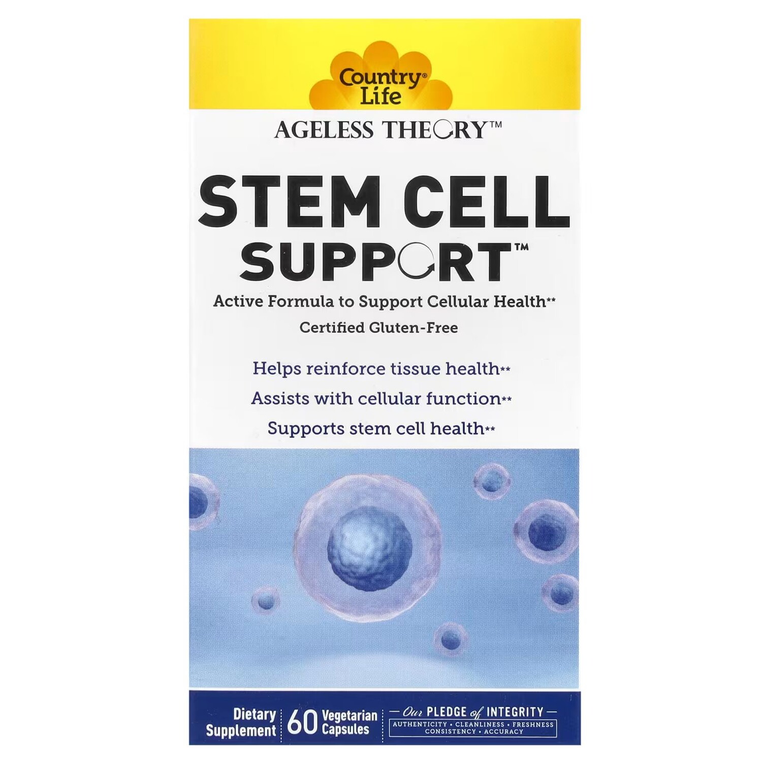 Ageless Theory, поддержка стволовых клеток, 60 вегетарианских капсул Country Life 
Ageless Theory, поддержка стволовых клеток, 60 вегетарианских капсул Country Life