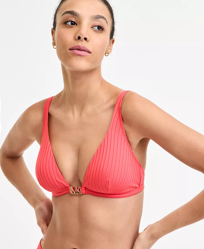 Женский рифленый бикини-топ с V-образным вырезом и металлической фурнитурой Michael Kors, красный
Женский рифленый бикини-топ с V-образным вырезом и металлической фурнитурой Michael Kors, красный